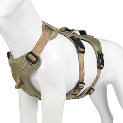 Hundegeschirr ohne Ziehen, verstellbares Hundegeschirr mit reflektierenden Streifen für Hundehalsbänder, gepolsterter Griff für das tägliche Spazierengehen und Training (XL) von ZLXHDL