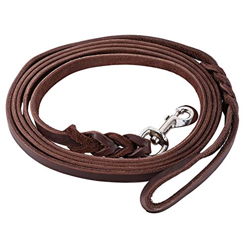 Hundehalskette, Elegante Leine für geflochtene Lederhund, bequemer Griff für Ferngefahr für mittelgroße und große Hunde Hundehalskette, Elegante Leine für geflochtene Lederhund, bequemer Griff für Ferngefahr für mittelgroße und große Hunde von ZLXHDL