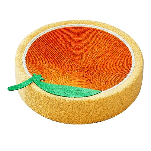 Katzenkratzbrett, 39,1 cm, Sisal, Runde Form, Katzenkratzbrett, Piggy-Erdbeer-Styling, Lounge-Bett, Katzenbett Zum Krallenschärfen, Möbelschutz(orange) von ZLXHDL