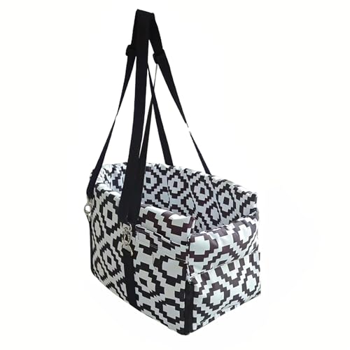Tragetasche für Katzen und Hunde, Komfortables Design für die Autoreisetasche mit integriertem Kissen, kompakte Größe mit verstellbaren Gurten für das Auto für Kleintiere (ZLXHDL2DTZCQV-WB) von ZLXHDL
