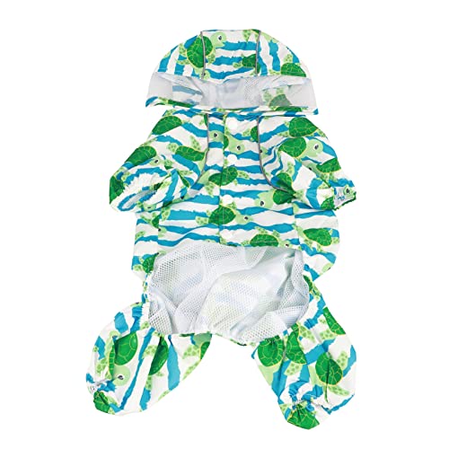 Wasserdichter Hundemantel, Leichter, atmungsaktiver Stoff mit Schildkrötenmuster. Faltbarer Hunderegenmantel für Hunde mit Kapuze zum Spazierengehen im Regen (XL) von ZLXHDL