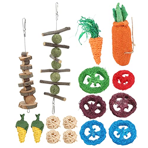 ZLXHDL Hasen Kauspielzeug – Rattenball, Loofah Karotte, Grashalm Ball für Kaninchen, Meerschweinchen, Hamster & Nagetiere von ZLXHDL