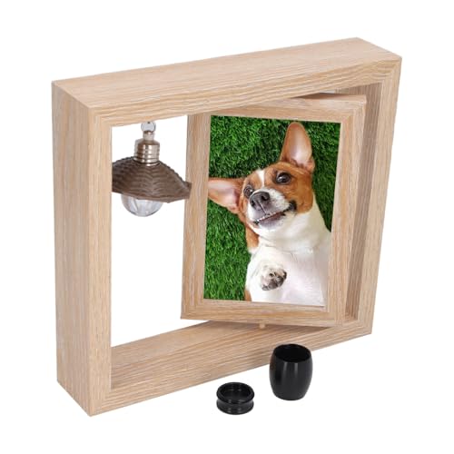 ZLXHDL Haustier Gedenkrahmen mit Asche-Glas, innovativer Rotationsmechanismus doppelte Fotoanzeige für Hund oder Katze praktisches Andenken für den Verlust eines Haustieres (Schwarz) von ZLXHDL