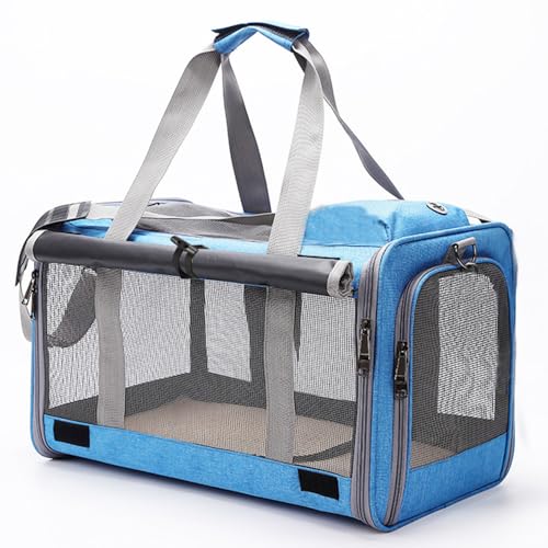 ZLXHDL Katzenträgertasche tragbarer Faltbarer Haustierträger für große öffnete atmungsaktive Hände Haustier für Reisen (Blue) von ZLXHDL