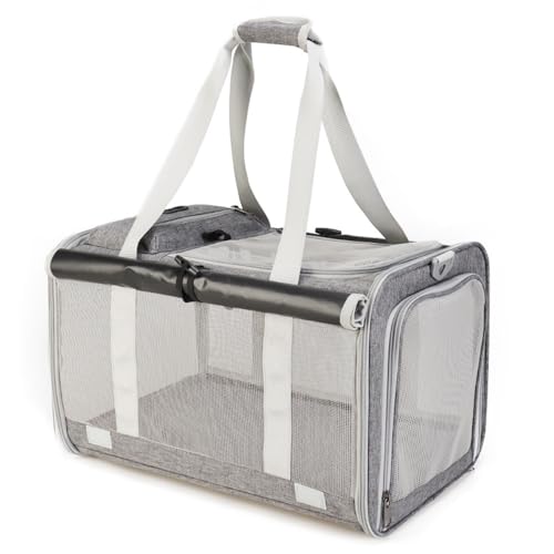 ZLXHDL Katzenträgertasche tragbarer Faltbarer Haustierträger für große öffnete atmungsaktive Hände Haustier für Reisen (Gray) von ZLXHDL