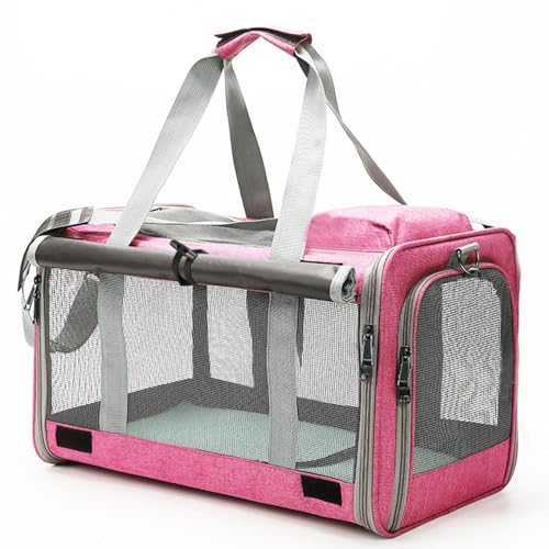 ZLXHDL Katzenträgertasche tragbarer Faltbarer Haustierträger für große öffnete atmungsaktive Hände Haustier für Reisen (Pink) von ZLXHDL