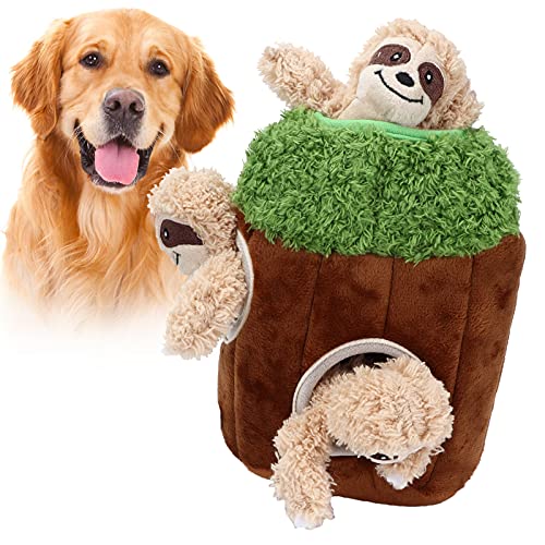 ZLXHDL Verstecktes Faultier-Trunk-Plüsch-Hundespielzeug – Interaktives, Quietschendes Hundespielzeug für Versteckspiele, Fördert das Gehirn, 19 x 15 x 8 cm von ZLXHDL