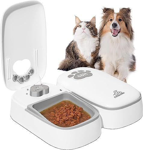 Automatischer Futterspender für Katzen und Hunde, 2 in 1 Upgraded-Chip Timed Dry Pet Food Feeder mit Display, 48 Stunden Frische für halbnasses Futter, gesündere Mahlzeit für alle Heimtiere. von ZMAYPLUS