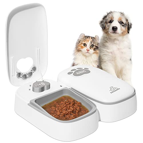 ZMAYPLUS Futterautomat für Katzen, Zwei-Mahlzeiten-Futterautomat für Hunde und Katzen, Display-gesteuerter 48-Stunden-Timer Futterautomat, automatische Fütterung mit Trocken- oder (Feeder F7) von ZMAYPLUS