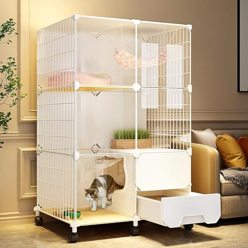 Katzenkisten für Hauskatzen, Katzenkäfig, Katzengehege für den Innenbereich, Katzenkäfig mit Katzentoilette, Abnehmbarer Kleintierkäfig aus Metall, DIY-Design, Laufstall für Kätzchen Katzenkisten für Hauskatzen, Katzenkäfig, Katzengehege für den Innenbereich, Katzenkäfig mit Katzentoilette, Abnehmbarer Kleintierkäfig aus Metall, DIY-Design, Laufstall für Kätzchen von ZMAZHANG