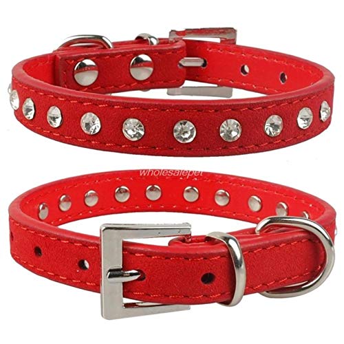 1 STK. Strass Hundehalsband Crystal Pet Cat Halsbänder PU Lederhalsbänder-Rot 2, M. von ZMKW