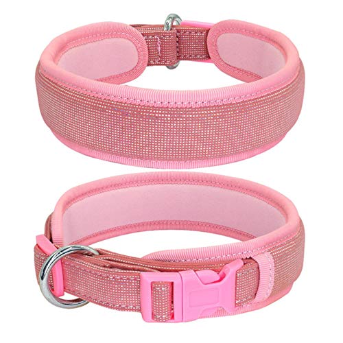 1 STK. Weiches Hundehalsband Dickes, breites Hundehalsband, einstellbar für mittelgroße Hunde Beagle Pug-Pink, M. von ZMKW