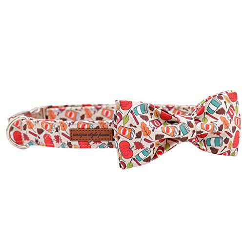 Baumwollgewebe Hundehalsband und Leine Set mit Fliege für große und kleine Hund Metallschnalle Haustierzubehör-Halsband und Schleife, S. von ZMKW