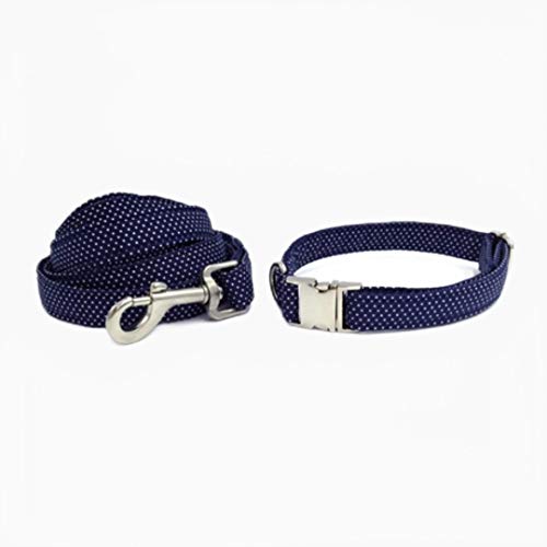 Blaues Hundehalsband und Leinen-Set mit Verstellbarer Fliege Pet Cotton Dog & Cat Halskette-Halsband und Blei, L. von ZMKW