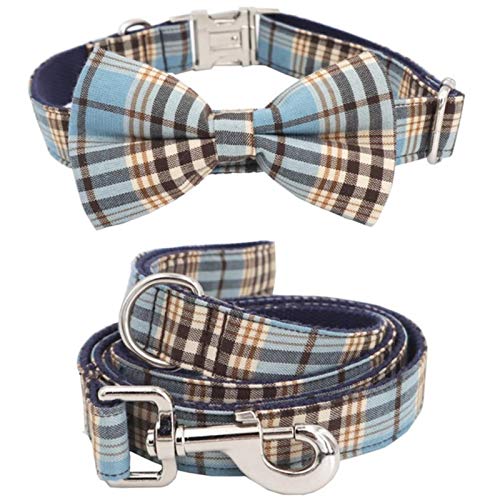 Blue Plaid Hundehalsband Fliege Passende Blei Hochzeit Hundehalsband Geschenke für Haustierhalsband Leinenbogen, M. von ZMKW