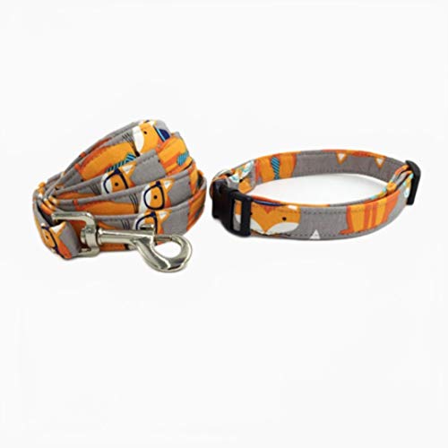 Das Fox Hundehalsband und Leine Set mit Fliege Persönliche benutzerdefinierte verstellbare Haustier Welpe Coton Hund & Katze Halskette-Gold, XL von ZMKW