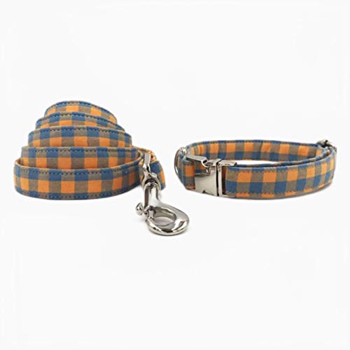 Das orange Karierte Hundehalsband und die Leine mit Fliege Hundetrainingshalsband und Leinenhalsband und Leine, XS von ZMKW