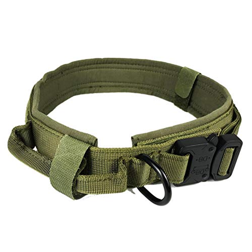 Hochleistungs-taktisches Hundehalsband mit Griff Robustes Haustierhalsband für mittelgroße Hunde-Grün, M. von ZMKW