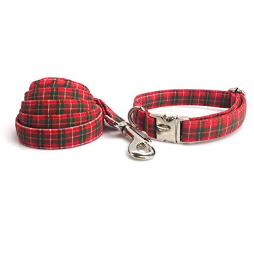 Hunde- oder Katzenhalsband und Leine Set mit Fliege Baumwolle Hund & Katze Haustier Halskette Verstellbares Schnallenhalsband und Leine, XL von ZMKW