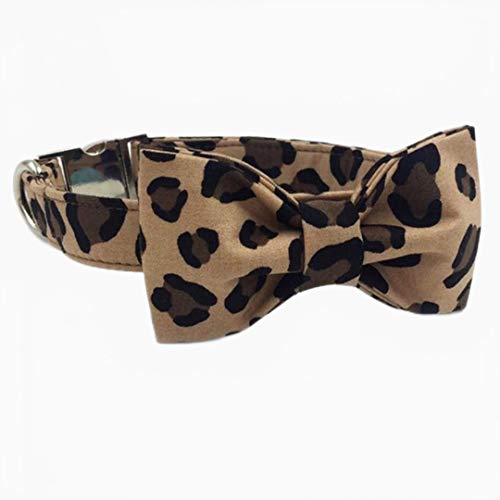 Hundehalsband mit Leopardenmuster und Fliege Baumwollgewebe Hunde- und Katzenhalskette Für Hundeleinenhalsband mit Fliege, XL von ZMKW