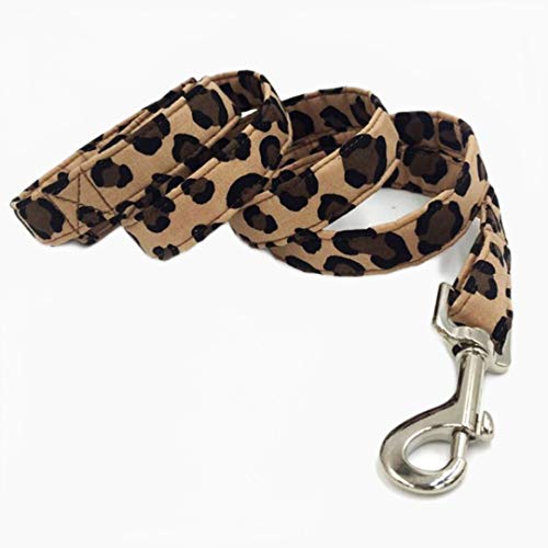 Hundehalsband mit Leopardenmuster und Fliege Baumwollgewebe Hunde- und Katzenhalskette für Hundeleine-Leine, S. von ZMKW