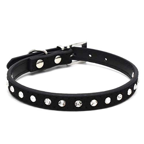 Katzen Halsbänder Kätzchen Halsketten Zubehör für kleine Haustier Hundehalsband Welpenprodukte-Schwarz, XS von ZMKW