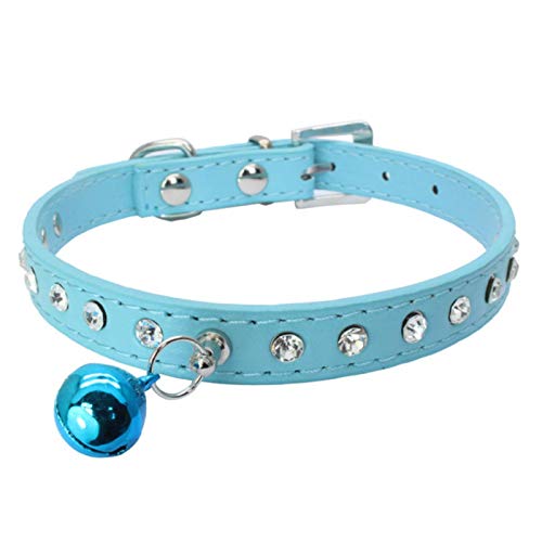 Katzenhalsbänder mit Glocken-Kätzchen-Halskette-Zubehör-Produkten für Haustier-kleine Hundehalsband-Blau, XS von ZMKW