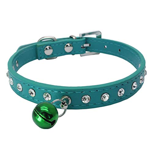 Katzenhalsbänder mit Glocken-Kätzchen-Halskette-Zubehör-Produkten für Haustier-kleine Hundehalsband-Grün, XS von ZMKW