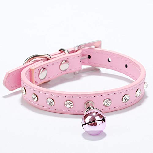 Katzenhalsbänder mit Glocken-Kätzchen-Halskette-Zubehör-Produkten für Haustier-kleine Hundehalsband-Rosa, XS von ZMKW