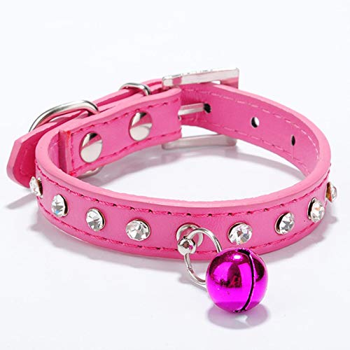 Katzenhalsbänder mit Glocken-Kätzchen-Halskette-Zubehör-Produkten für kleine Haustierhundehalsband-Pink, S. von ZMKW