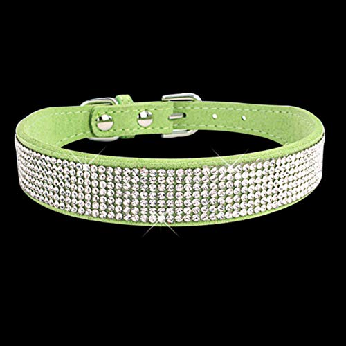Kristall Hundehalsbänder PU Leder Small Bling Hundehalsband-Hellgrün, S. von ZMKW