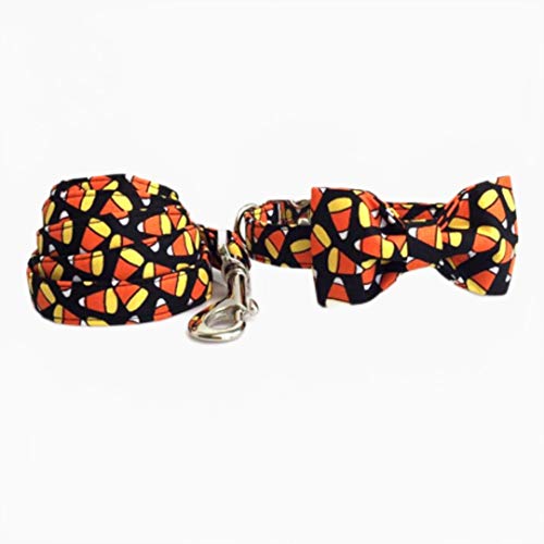 Little Pumpkin Bow Tie Hundehalsband und Katzenhalsband Verstellbare Schnalle Pet Accessoire-Halsband Bogen und Leine, S. von ZMKW