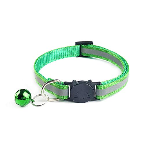 Nylon Halskette mit Bell Safety Bright Reflective Cat Head Sicherheitsschnalle Halsband Dog Cat Pet-Grass grün von ZMKW