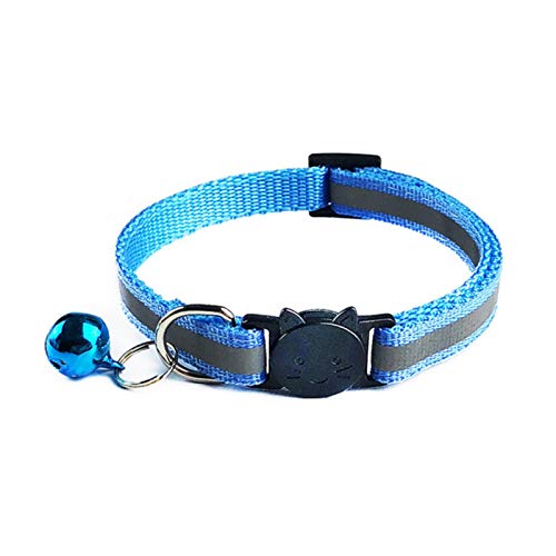 Nylon Halskette mit Glocke Sicherheit Bright Reflective Cat Head Sicherheitsschnalle Kragen Hund Cat Pet-Sky blau von ZMKW