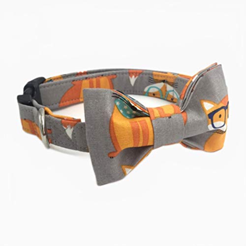 Orange Fox Hundehalsband Leine Fliege Haustier Welpe verstellbar Hund & Katze Halskette-Grau, S. von ZMKW