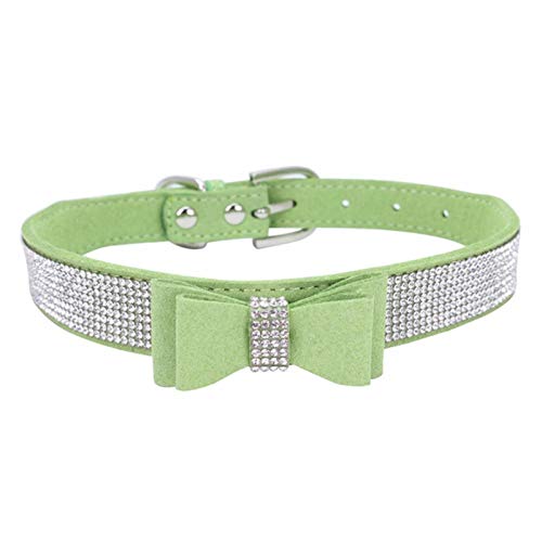 Pet Dog Supplies Verstellbares Leder Halsband mit Strasssteinen und Diamanten für große kleine mittelgroße Hundekatzenschwarz, XXL von ZMKW