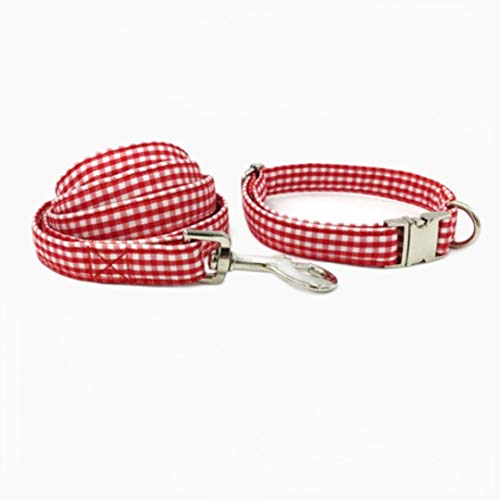 Red Lattice Hundehalsband und Leine Set mit Fliege Haustier Welpe Designer Produkt Hund & Katze Halskette-Leinenhalsband , M. von ZMKW