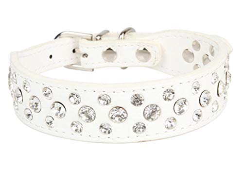 Strass Hundehalsband Diamond Puppy Pet Cat Halsband Halsbänder-weiß, XS von ZMKW