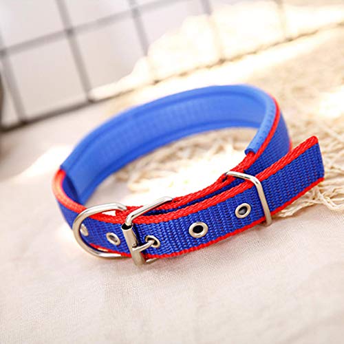 Verstellbares Hundehalsband mit Nylonriemen für kleine und große Hundehalsbänder - blau und rot, XL von ZMKW