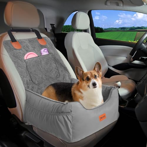 ZMUBB Autositz für kleine Hunde, ideal für Hunde unter 11,3 kg, abnehmbarer Haustier-Autositz für Vorder-/Rücksitz, schnelle Installation, waschbar, sichere Reisetasche, mit Aufbewahrungstaschen & von ZMUBB