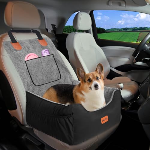 ZMUBB Autositz für kleine Hunde – ideal für Hunde unter 11,3 kg, abnehmbarer Haustier-Autositz für Vordersitz, Rücksitz, schnelle Installation, waschbar, sichere Reisetasche, mit Aufbewahrungstaschen von ZMUBB