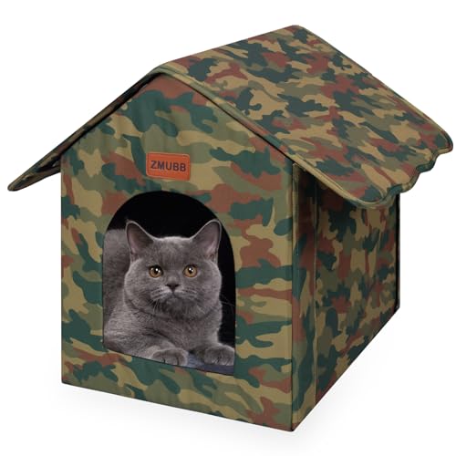 ZMUBB Outdoor Katzenhaus (Grün Camo, Einzelbett – ein Rahmendach) von ZMUBB