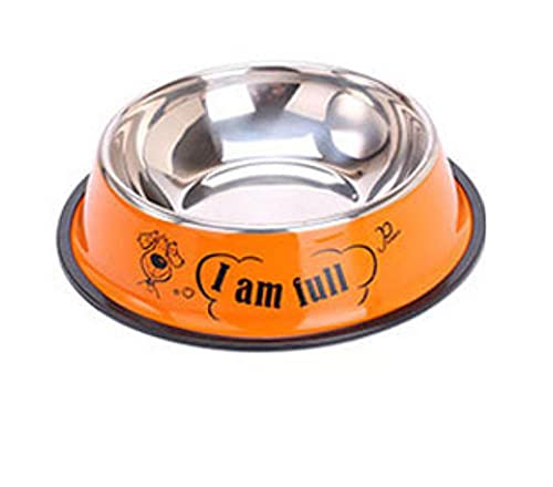 Fressnäpfe Für Hunde Fressnäpfe Für Katzen Orange Anti Rutsch Hundenapf Edelstahlschüsseln Dish Travel Water Plate Futtermittel Für Haustier Cat Puppy Dog Bowl 15Cm von ZNYLX