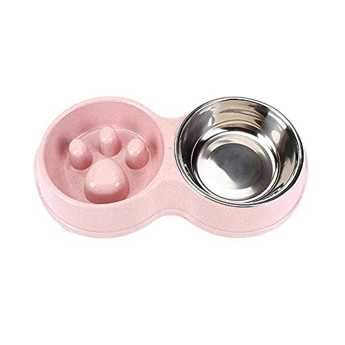 Fressnäpfe Für Hunde Fressnäpfe Für Katzen rutschfeste Hunde Katzen Home Feeder Bowl Steel Leakproof Pet Portable Pink von ZNYLX