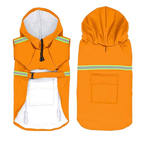 Hunde Regenmantel Regenjacke Für Hunde Wasserdicht 1 Stück Orange Regenmantel Für Hunde wasserdichte Hundemantel Jacke Reflektierende Hunde Regenmantel Kleidung Für Kleine Mittelgroße Hunde M von ZNYLX