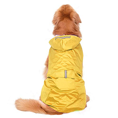 Hunde Regenmantel Regenjacke Für Hunde Wasserdicht Gelber Hund Regenmantel wasserdichte Große Hunde Kleidung Outdoor Mantel Regenjacke Reflektierender Großer Poncho 6XL von ZNYLX