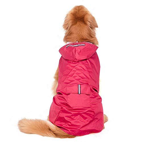 Hunde Regenmantel Regenjacke Für Hunde Wasserdicht Roter Hund Regenmantel Wasserdicht Große Hunde Kleidung Outdoor Mantel Regenjacke Reflektierender Großer Poncho 5XL von ZNYLX