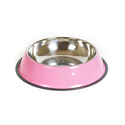 Hundenapf Katzenschüssel Pink Pet Dog Bowl Edelstahl Feeder Trinkwasser Bowl Cats Food Feeder Reise Fütterung rutschfeste Fütterungsgeschirr von ZNYLX