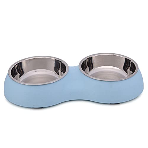 Personalisiert Hundenapf Futterstation Hundpet Double Bowls Dog Feeder Trinkschüssel Futter Und Wasserspender Für Hunde Katzen Blau von ZNYLX