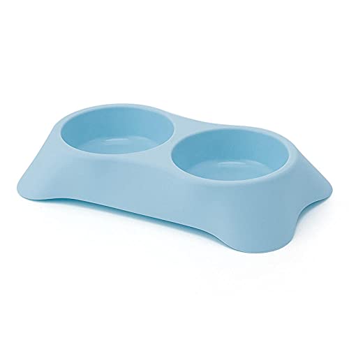 Personalisiert Hundenapf Hundenapf Pet Plastic Double Bowl Hundenapf Pet Food Bowl Katzenfutter Utensil Small Blue von ZNYLX